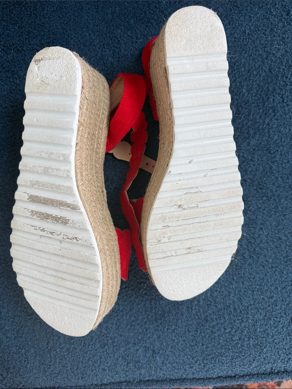 Women’s Red Scallop Espadrille Platform Sandals